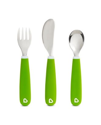 MUNCHKIN SET CUBIERTO INOX SPLASH VERDE