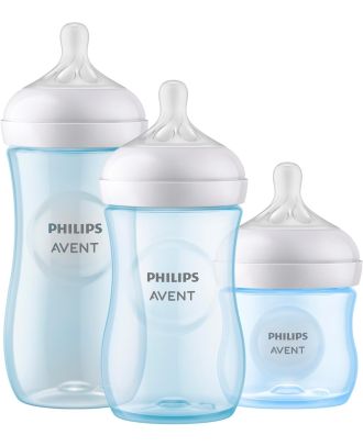 AVENT SET 03 BIBERONES RESPUESTA NATURAL AZUL
