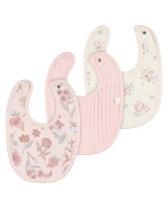 JUST BORN SET 3 BABEROS TELA FLORES