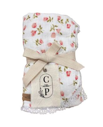 CASA PALERMO MANTA DOBLE MUSELINA FLORES