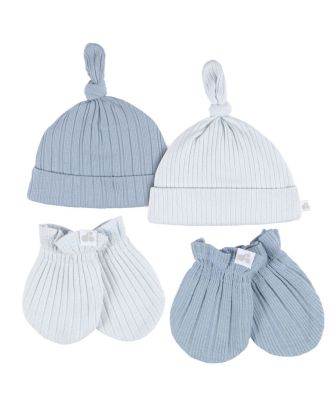 JUST BORN SET 2 GORRAS/2 GUANTES AZUL