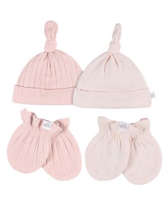 JUST BORN SET 2 GORRAS/2 GUANTES ROSA