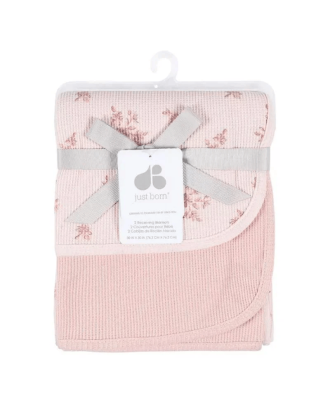 JUST BORN SET 02 MANTAS ALGODON ROSA