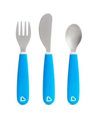 MUNCHKIN SET CUBIERTO INOX SPLASH AZUL