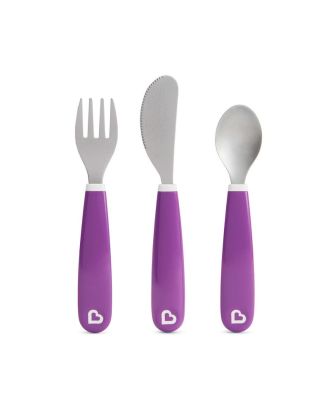 MUNCHKIN SET CUBIERTO INOX SPLASH LILA