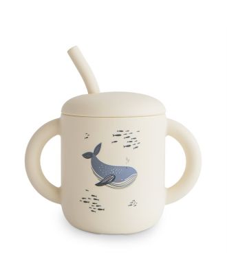 MUSHIE VASO SILICONA CON PAJITA WHALES