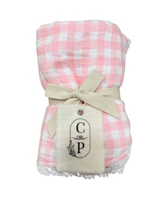 CASA PALERMO MANTA DOBLE MUSELINA CUADRICULADO ROSA